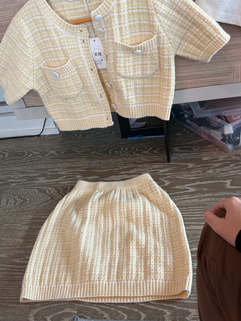 Light Yellow knit Two-Piece Knit Skirt Set